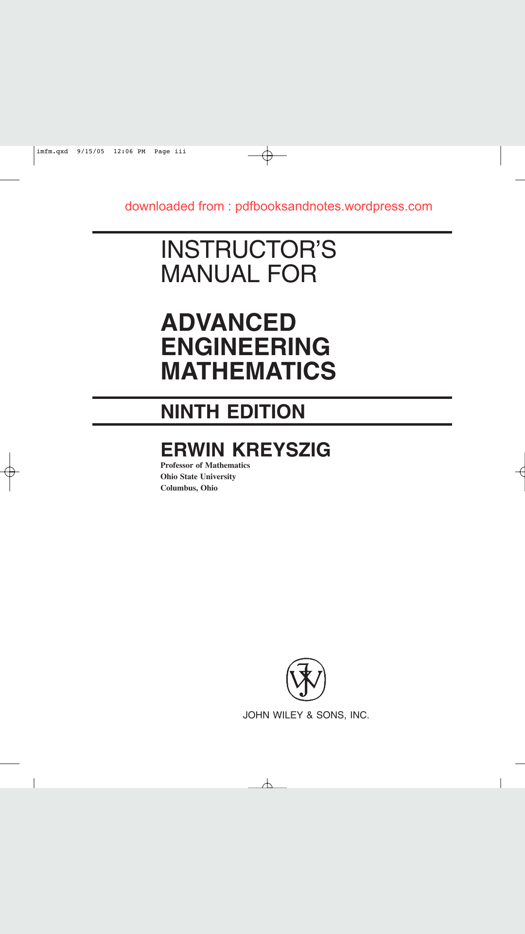 Kreyszig advanced engineering mathematics pdf